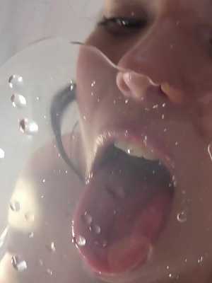 Horny amateur Ella Martin pees standing up before toying her vagina