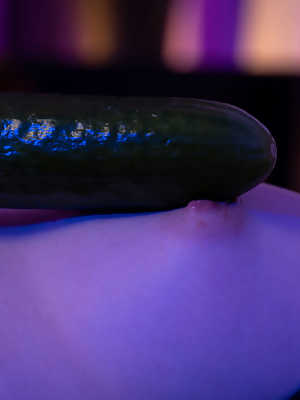 Horny teen Ginger Mary finds sexual relief with an English cucumber