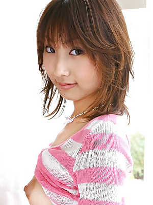 Foxy asian amateur Haruka Morimura revealing her nice titties and neat fanny