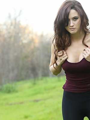 Amateur model Hayden Ryan wanders countryside in her underwear