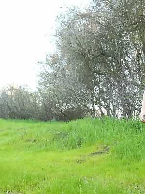 Amateur model Hayden Ryan wanders countryside in her underwear