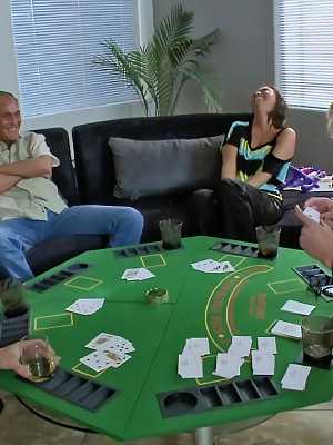 Two couples and lonely MILF Zoey Holiday enjoy group fucking after poker