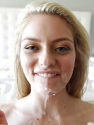 Outstanding blonde with pretty face Ali Rae is getting cum on her face