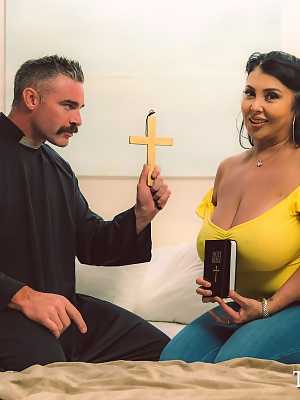 Big titted Latina chick Jaylene Rio seduces a priest during an exorcism