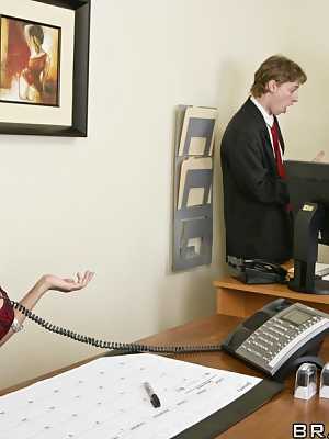 Big tits blonde Jenny allows Keiran to fuck her on the office desk