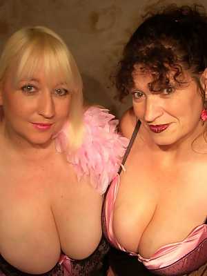 Big boobed ladies Jo Juggs and Kim pose together